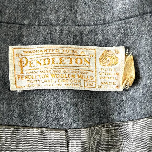 Vintage 60s-70s Pendleton 100% Virgin Wool Blazer Jacket Gray Made in USA Sz S - Picture 3 of 13